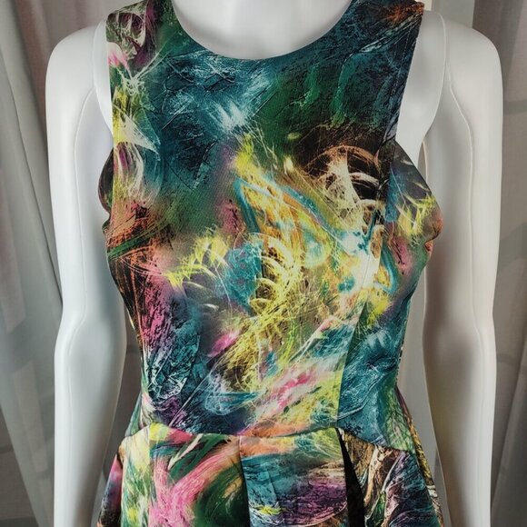 Forever 21 Womens Galaxy Printed Graphic Colorful Fit & Flare Mini Dress Size M - Picture 3 of 11